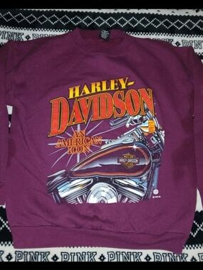 Harley-Davidson Women's Plum Crewneck Sweatshirt with Motorcycle Graphic